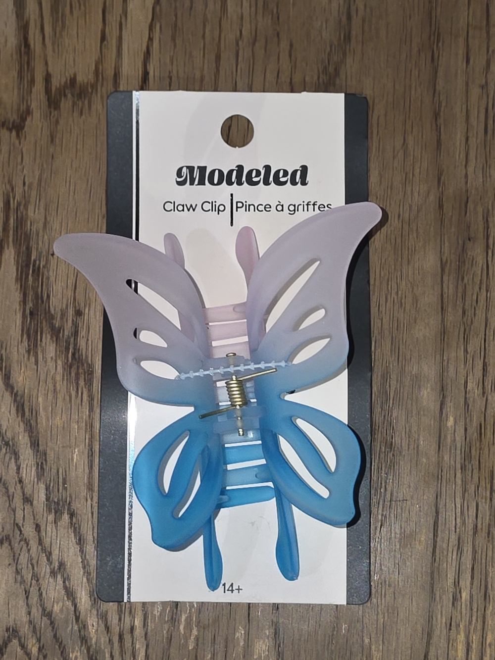 Butterfly-shaped Hair Claw Clip With A Frosted Pastel Pink & Blue Gradient BNIB
